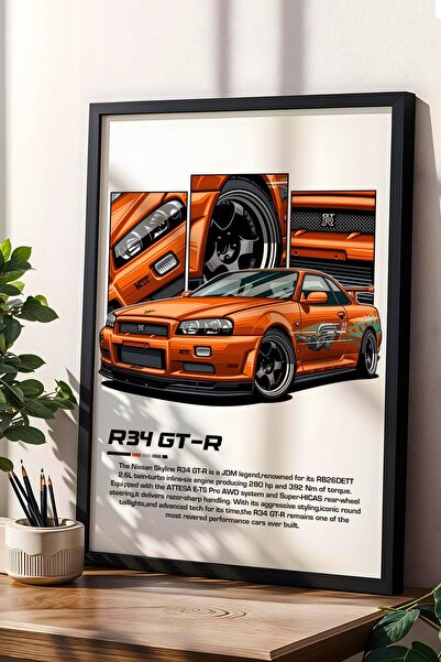 Saturn R34 GT-R Pictură înrămată - Poster Nissan Car