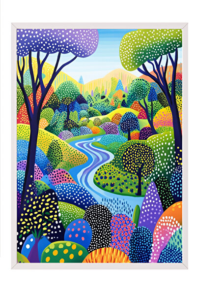 Zestia Πίνακας με λευκό πλαίσιο, Πολύχρωμα Αφηρημένα Λόφια, Διακοσμητική Αφίσ...