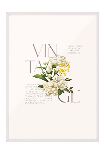 Zestia Tablou cu ramă albă, Floare Albă Minimalistă, Poster decorativ pentru ...