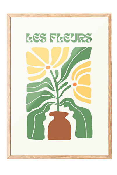 Zestia Tablou cu ramă din lemn, Ilustrație minimalistă cu vază, Poster decora...