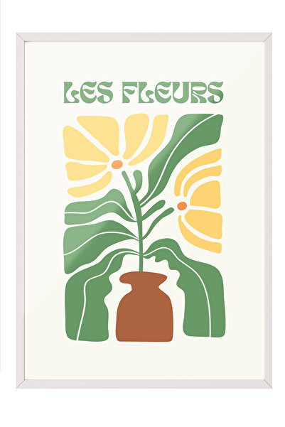 Zestia Tablou cu ramă albă, Ilustrație minimalistă cu vază, Poster decorativ ...