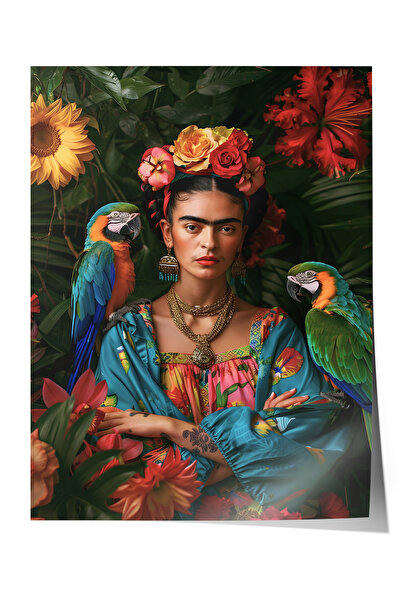 Zestia Çerçevesiz Poster, Frida Kahlo Portre, Salon Dekoru Poster No: 112021