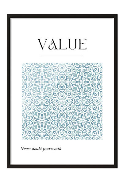 Zestia Tablou cu ramă neagră, model albastru Value Minimal, poster decorativ ...