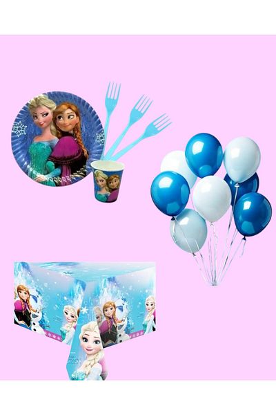 Zayna's Frozen Elsa Themed Birthday Party Set - Girl Elsa Birthday Party Decorations for 8 People