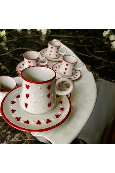Arsim Home Set of 12 Pieces of Cups with Hand Decor