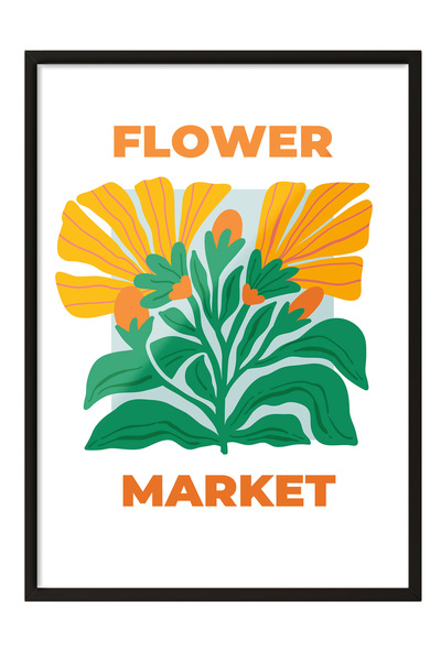 Zestia Tablou cu ramă neagră, Piața de flori, Poster decorativ pentru bucătăr...