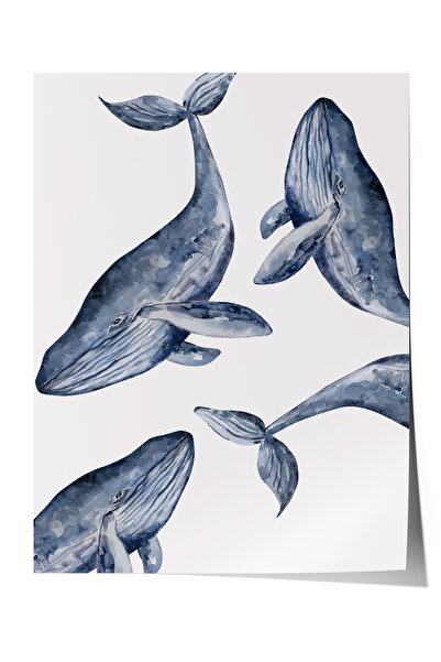Zestia Poster fără ramă, ilustrație cu balene, poster decorativ pentru dormit...