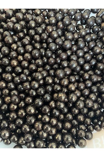 hediyehobihersey Black 4mm Dragee Soft Candy with Copper Leaf 50 Gr