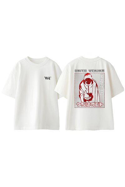 THEWERT Naruto Obito Anime 2 Design Back Printed Cotton White Oversize T-Shirt