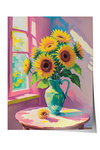 Zestia Poster bez okvira, Suncokreti na prozoru, Poster za dekoraciju dnevne ...