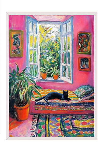 Zestia Tablou înrămat alb, Ilustrație pastelată pentru casă, Poster decorativ...