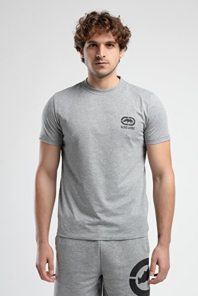 Eckō Unltd. Corinth Gray Crew Neck Printed Standard Fit Men Tshirt