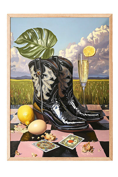 Zestia Εικόνα με ξύλινο πλαίσιο, Νεκρή άπαντη με καουμπόικες μπότες, Διακοσμη...