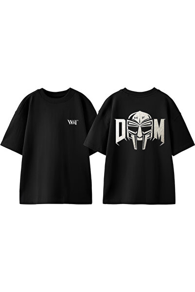 THEWERT Mf Doom 3 Design Back Printed Cotton Black Oversize T-Shirt