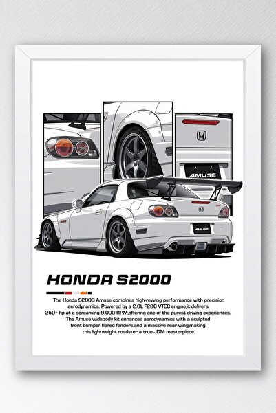 Saturn S 2000 Çerçeveli Tablo - Honda Car Poster