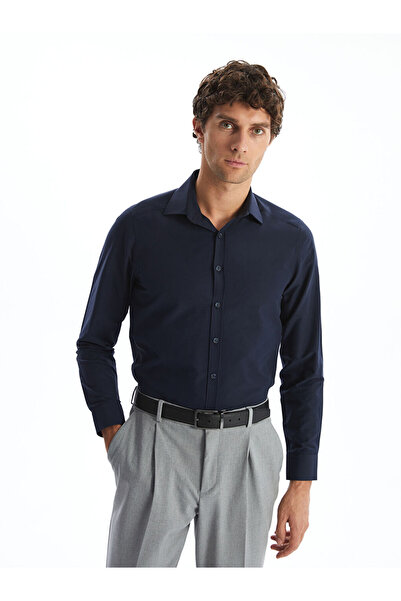 LC Waikiki Прилепнала мъжка риза от поплин с дълъг ръкав