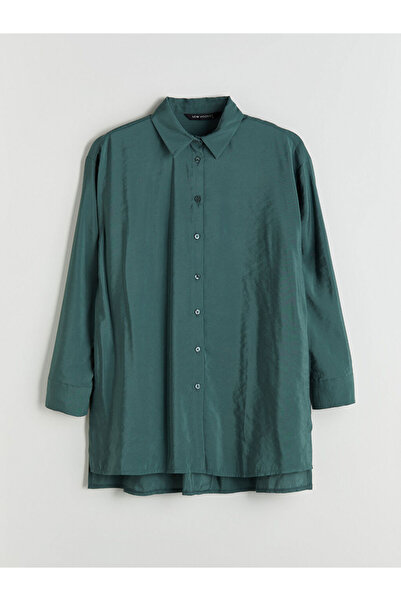 LC Waikiki Yeşil Oversize Modal Karışımlı Kadın Gömlek Tunik
