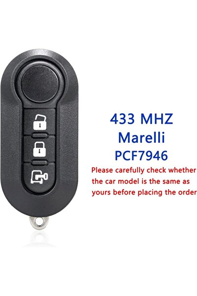 TECHSTAR Cheie auto complet programabilă, cu telecomandă de 433 MHz, 3 butoane, cip PCF7946, sistem Marelli –