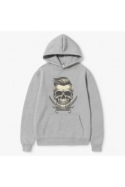 CLASSY.MODA “Hooded Skull Printed 3 Thread Unisex Oversize Sweatshirt”