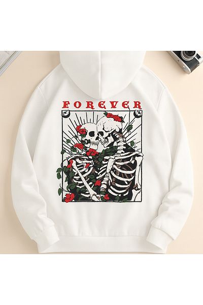 CLASSY.MODA “Unisex 3 Thread Fabric Forever Printed Hooded Sweatshirt”