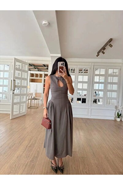 SuQ Αμάνικο Μακρύ Φόρεμα Kabardin - Γκρι