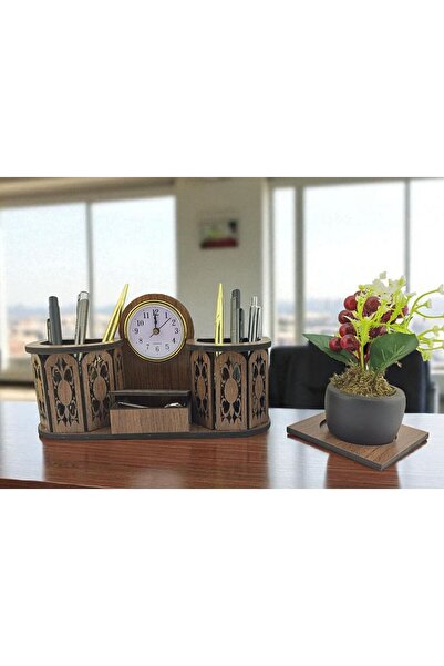 AYIŞIĞI HEDİYELİK Masa Üstü İsimlik Kalemlik Yapay Kokina Set