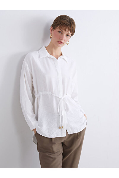 LC Waikiki Ecru Tie Detail Women's Shirt Tunic
