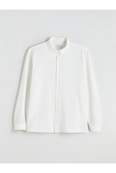 LC Waikiki قميص رجالي بأكمام طويلة بقصة ضيقة من إكرو