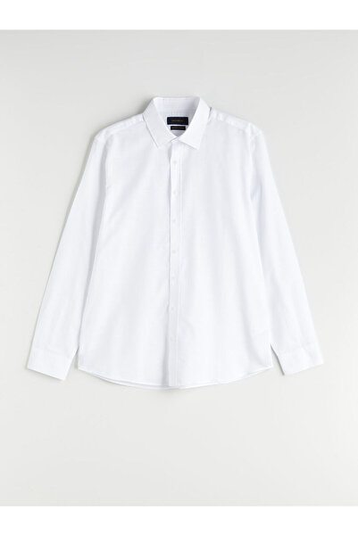 LC Waikiki Cămașă pentru bărbați din poplin cu mânecă lungă, cu croiala normală, ecru