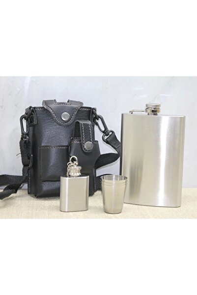 Hobibahçem Genuine Leather Flask Set of 3