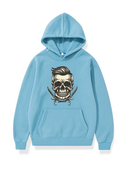 CLASSY.MODA “Hooded Skull Printed 3 Thread Unisex Oversize Sweatshirt”