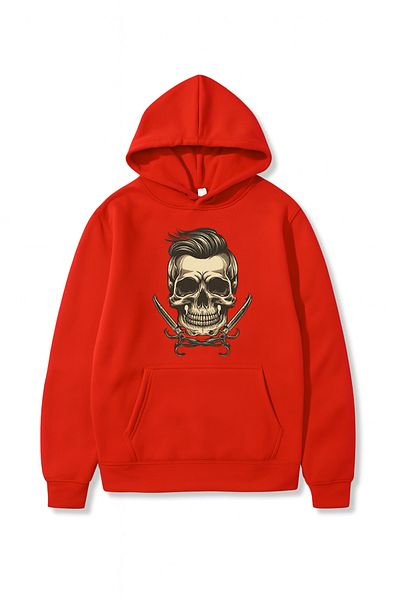 CLASSY.MODA “Hooded Skull Printed 3 Thread Unisex Oversize Sweatshirt”