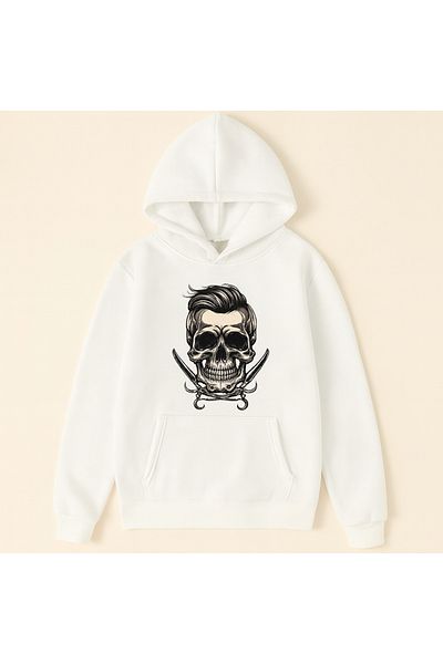 CLASSY.MODA “Hooded Skull Printed 3 Thread Unisex Oversize Sweatshirt”