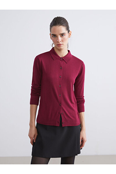 LC Waikiki Burgundy Women's Knitwear Shirt