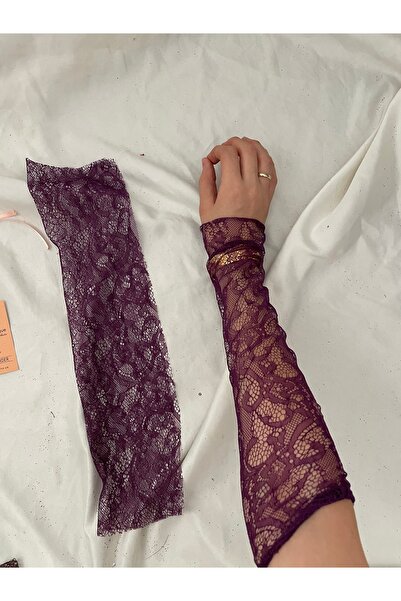 Nurcanilirboutique Mor eldiven dantel kolluk