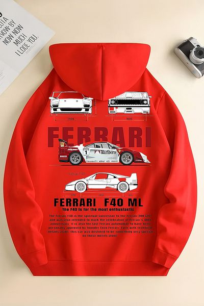 New Shine Red Unisex Ferrari Printed Sweatshirt
