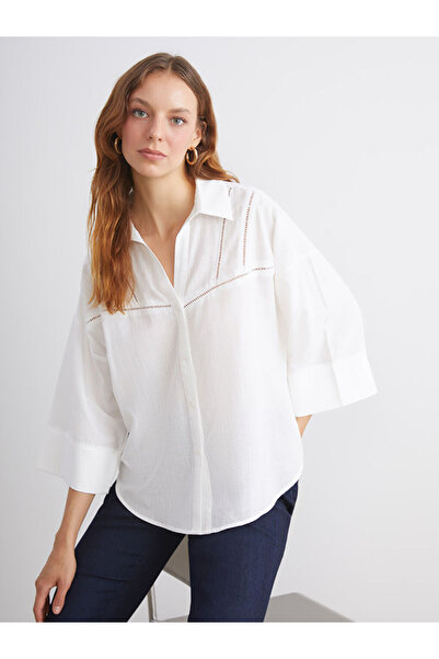 LC Waikiki Openwork Oversize Poplin Women's Shirt
