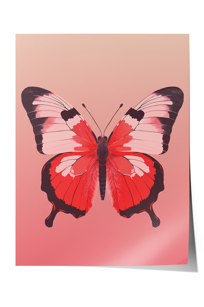 Zestia Poster fără ramă, Fluture roșu dublu, Poster decorativ pentru dormitor...