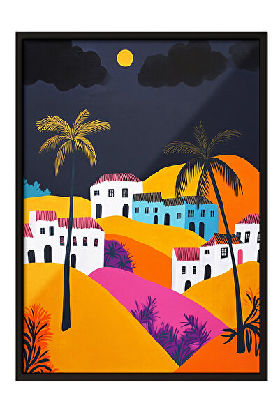 Zestia Tablou cu ramă neagră, Apus tropical de soare, Poster decorativ pentru...