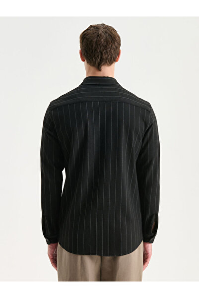 LC Waikiki Ανδρικό ριγέ μακρυμάνικο πουκάμισο με λεπτή εφαρμογή