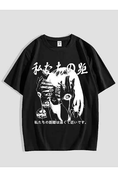 Touz Moda Anime Paint Printed Unisex Oversize T-Shirt