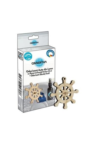 Omertha Odorizant auto OME96, design cârmă de vas, din lemn, sticluță 30 ml, esență parfum Inv