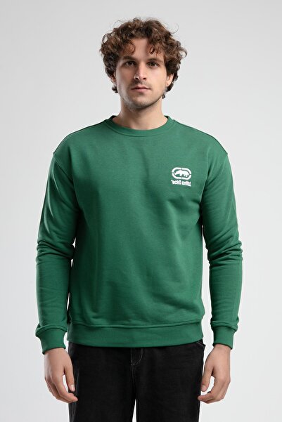Generic Brand Eastside Green Crew Neck Embroidered Loose Fit Men's Sweatshirt