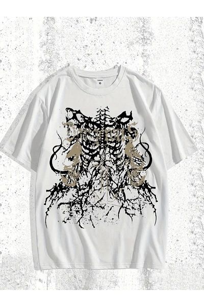 Touz Moda Gothic Printed Unisex Oversize T-Shirt