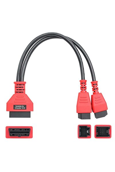 TECHSTAR ® OBD2 12-Pin to 8-Pin Diagnostic Adapter Cable for Chrysler, Black/Red