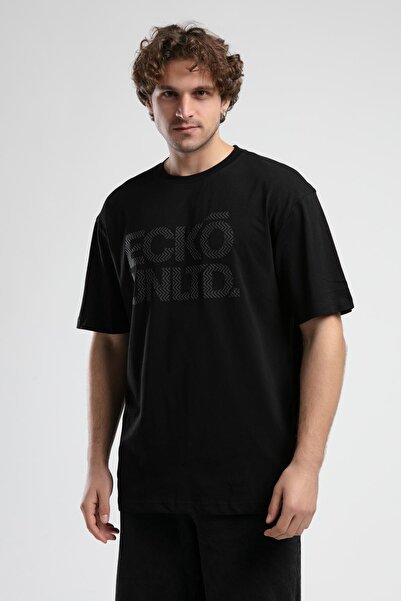 Eckō Unltd. Astoria Black Crew Neck Printed Oversize Men's Tshirt