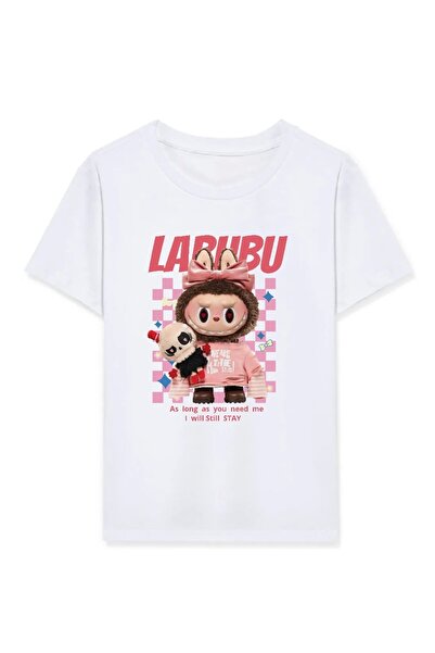 MODA Tricou cu imprimeu pentru copii Labubu Girl - alb