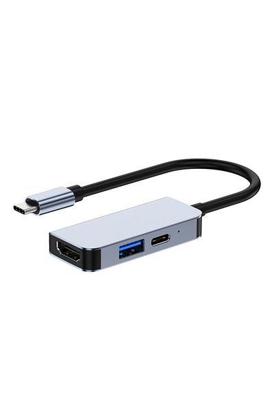 TECHSTAR Multifunctional 3 in 1 USB-C to HDMI Adapter Techstar® CYC3IN1, HDMI 4K, 1 x USB 3.0, Compatible