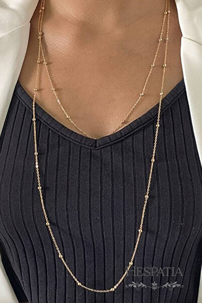 hespatia قلادة سلسلة نسائية طويلة الطبقات باللون الذهبي الأنيق