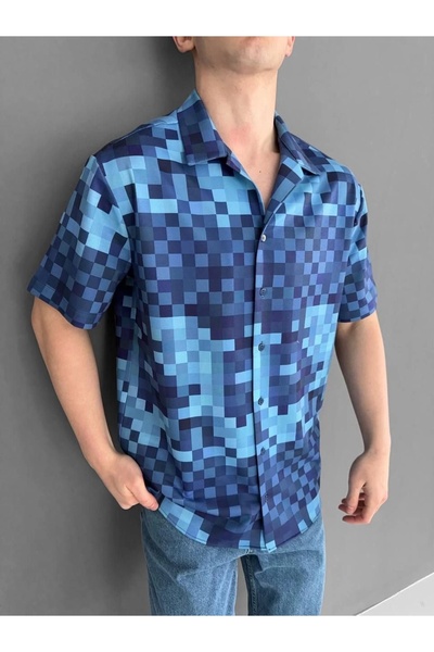 KentselBazaar Two Thread Fabric Printed Shirt - Blue